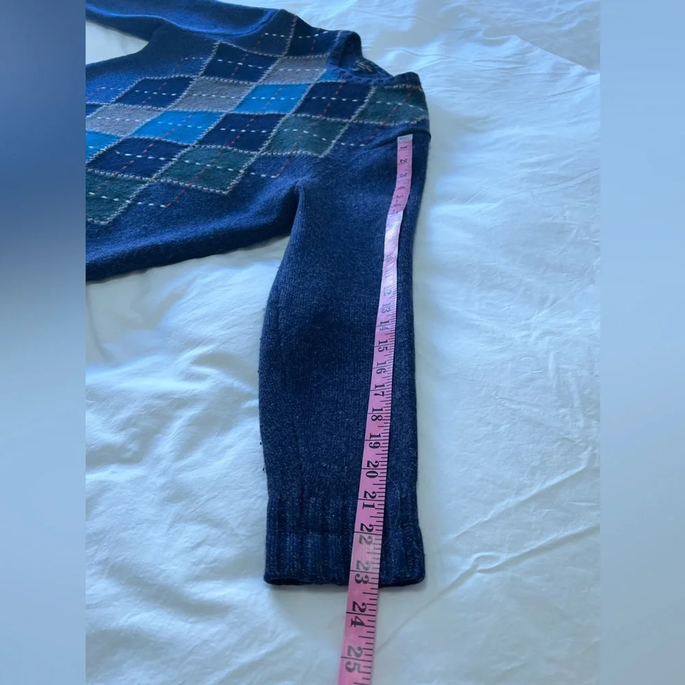 Brooks Brothers | Mens Large | Multicolor Argyle Merino Wool Cable Knit SWEATER - Picture 6 of 10
